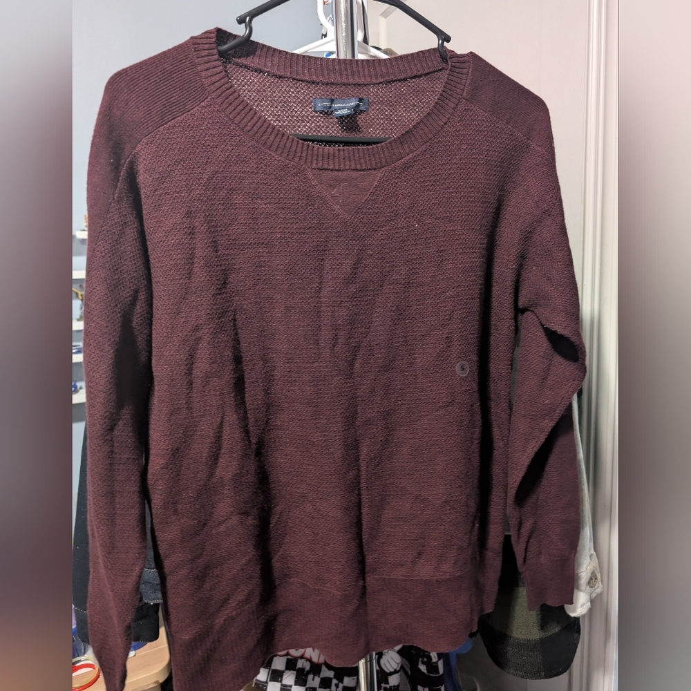 American Eagle Outfitters Maroon Knit Sweater